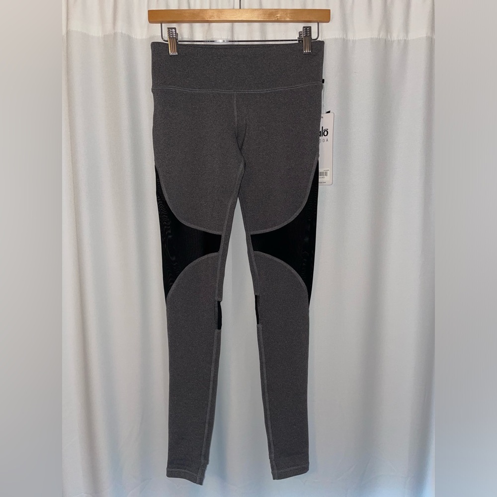 NWT Alo yoga coast legging women’s S small heather gray black mesh leggings ALO